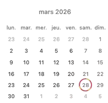 Calendrier du mariage
